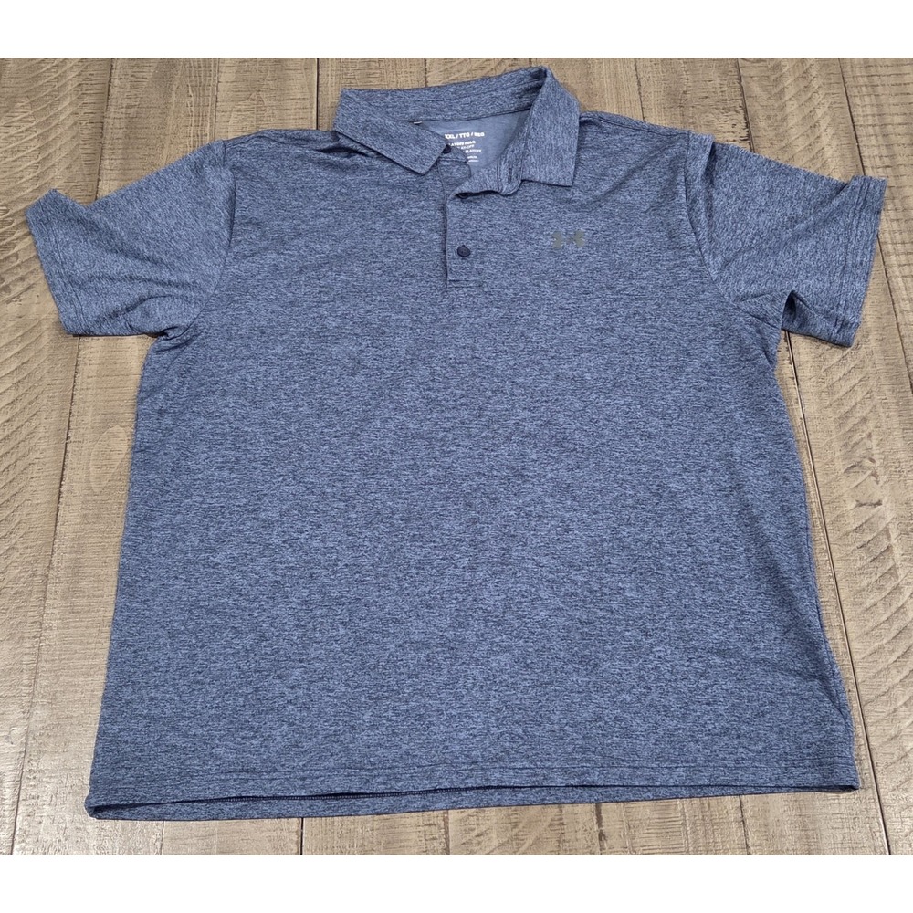 Under Armour Playoff Polo Men's XXL Blue Heather Short Sleeve Loose Stretch